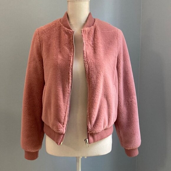 Forever 21 Blush Pink Faux Fur Bomber Jacket - Women S - Picture 4 of 6
